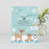 Invitation Neige beaucoup amusant tourner un appel d'annivers (Debout devant)