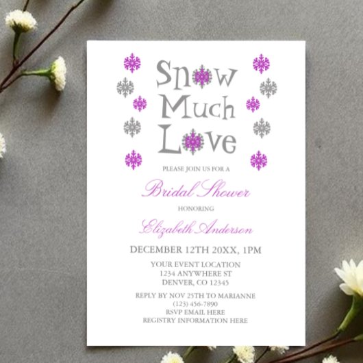 Invitation Neige beaucoup d'amour Fête des mariées d'hiver de