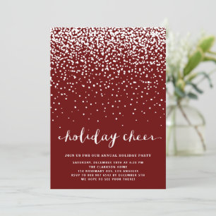 Invitation Neige blanche tombante   Red Holiday Party Invitat