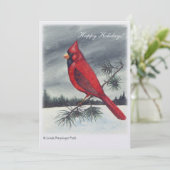 Invitation Neige cardinale rouge d'oiseau (Debout devant)