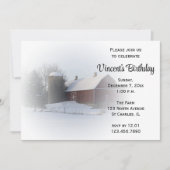 Invitation Neige Couverte Grange Hiver Anniversaire Fête (Devant)