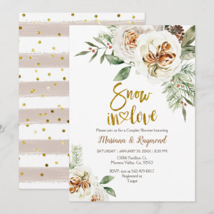 Invitation Neige Dans L'Amour Crémeux Blanc Floral Couples Do