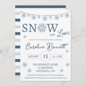 Invitation NEIGE dans l'amour ! Fête des mariées Blue Snowfla (Devant / Derrière)