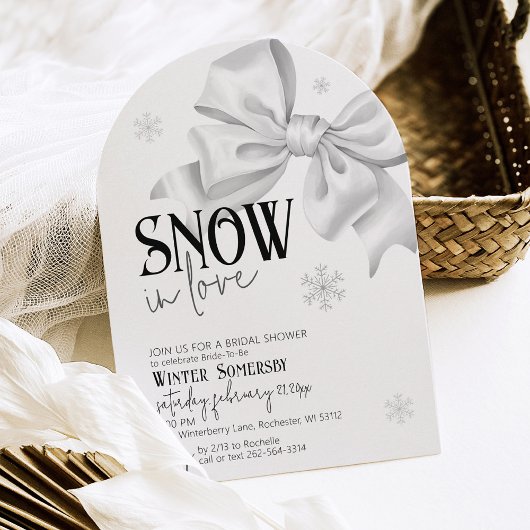 Invitation Neige dans l'amour mignonne Fête des mariées Bow A