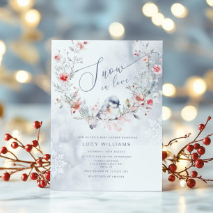 Invitation Neige dans l'amour neige moderne hiver nuptiale do