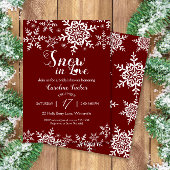 Invitation Neige dans l'amour Noël Fête des mariées rouge fon