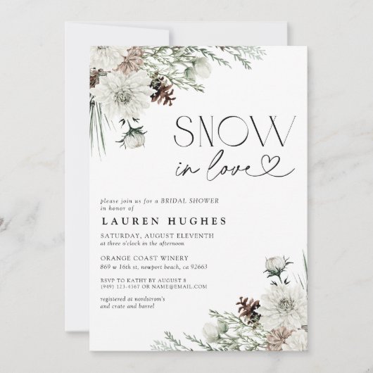 Invitation Neige dans l'amour QR À feuillage persistant invit (Devant)