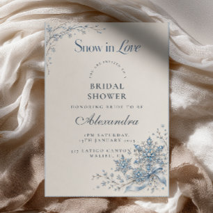 Invitation Neige de cristal bleu pour une fête prénuptiale Lo