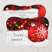 Invitation Neige de Noël rouge étincelante (Devant / Derrière)