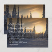 Invitation Neige de vacances d'hiver sur des pins épousant (Devant / Derrière)