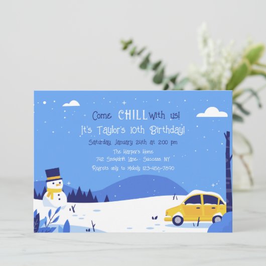 Invitation Neige d'Hiver (Debout devant)