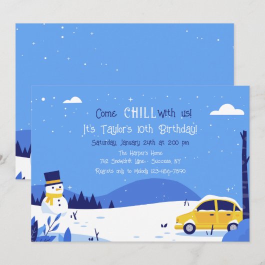 Invitation Neige d'Hiver (Devant / Derrière)