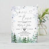 Invitation Neige d'hiver en amour Fête des mariées de flocon (Debout devant)