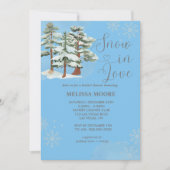 Invitation Neige en amour bébé bleu forêt d'hiver flocon de n (Devant)