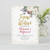Invitation Neige en amour Blanc Noël Floral Couples Douche (Debout devant)