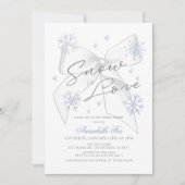 Invitation Neige en amour Bow blanc Snowflake Fête des mariée (Devant)