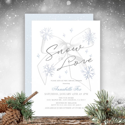 Invitation Neige en amour Bow blanc Snowflake Fête des mariée