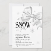Invitation Neige en amour Cute Bow Snowflake Baby shower d'hi (Devant)