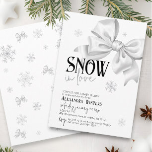 Invitation Neige en amour Cute Bow Snowflake Baby shower d'hi
