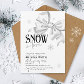 Invitation Neige en amour Cute Bow Snowflake Baby shower d'hi