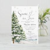 Invitation Neige en amour Fête des mariées À feuillage persis (Debout devant)