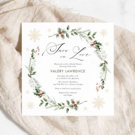 Invitation Neige en amour Fête des mariées de Noël