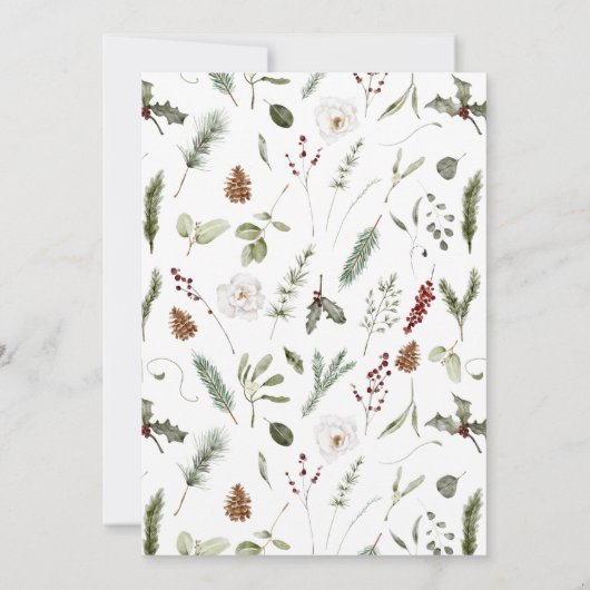 Invitation Neige en amour Fleurs blanches Pine hiver (Dos)
