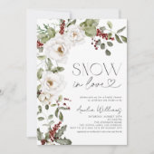 Invitation Neige en amour Fleurs blanches Pine hiver (Devant)