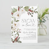 Invitation Neige en amour Fleurs blanches Pine hiver (Debout devant)