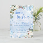 Invitation Neige en amour Flocon de neige hiver Couples Bleus (Debout devant)