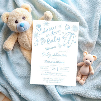 Invitation Neige en amour flocons de neige baby shower d'hive