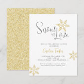 Invitation Neige en amour Gold Snowflakes Douche nuptiale d'h (Devant / Derrière)