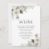 Invitation Neige en amour hiver Fête des mariées À feuillage  (Devant)
