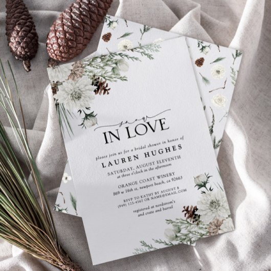 Invitation Neige en amour hiver Fête des mariées À feuillage 