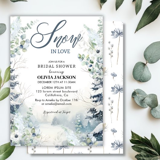 Invitation Neige en amour hiver merveilleux bleu Douche nupti
