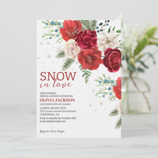 Invitation Neige en amour hiver Rustique Flocon de neige Douc (Debout devant)