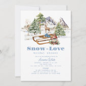 Invitation Neige en amour Hiver Snowy Mountains Fête des mari (Devant)