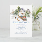 Invitation Neige en amour Hiver Snowy Mountains Fête des mari (Debout devant)