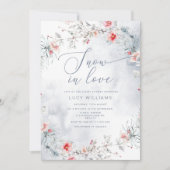 Invitation Neige en amour moderne bleu poussiéreux douche nup (Devant)