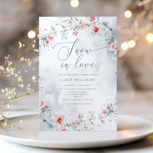 Invitation Neige en amour moderne bleu poussiéreux douche nup