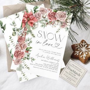 Invitation Neige en amour Pine rouge Fleurs d'hiver