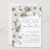 Invitation Neige en amour Poinsététie blanche hiver (Devant)