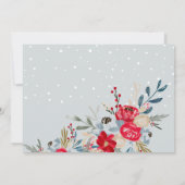 Invitation Neige hiver fleurs de Noël script douche nuptiale (Dos)