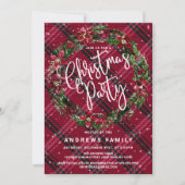 Invitation Neige hiver Rouge Floral Fer Flane Noël (Devant)