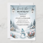 Invitation Neige Rustique Froide Glace Cosy hiver Sexe Révéle (Devant)