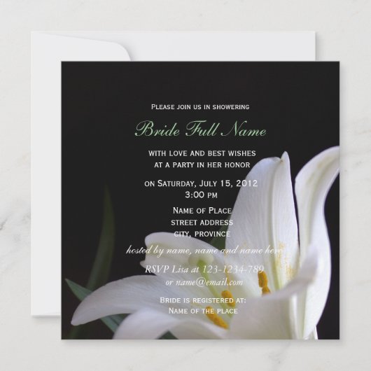 Invitation nénuphar blanc printemps, été, vacances nuptiale (Devant)