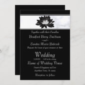 Invitation Nénuphar floral moderne élégant, gris-noir (Devant / Derrière)