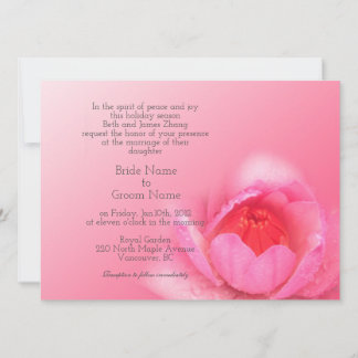 Invitation nénuphar rose en arrière - plan rose. 粉 红 色 睡 莲 。