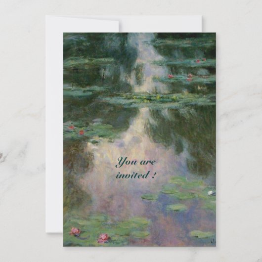 INVITATION NÉNUPHARS EN ROSE VERT BLEU REFLETS (Devant)