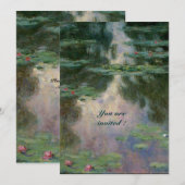 INVITATION NÉNUPHARS EN ROSE VERT BLEU REFLETS (Devant / Derrière)